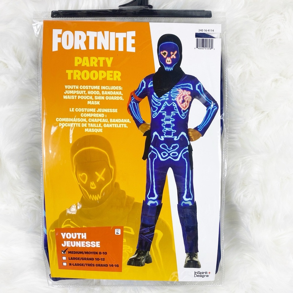 Fortnite Party Trooper Costume Kids Size Medium 8-10